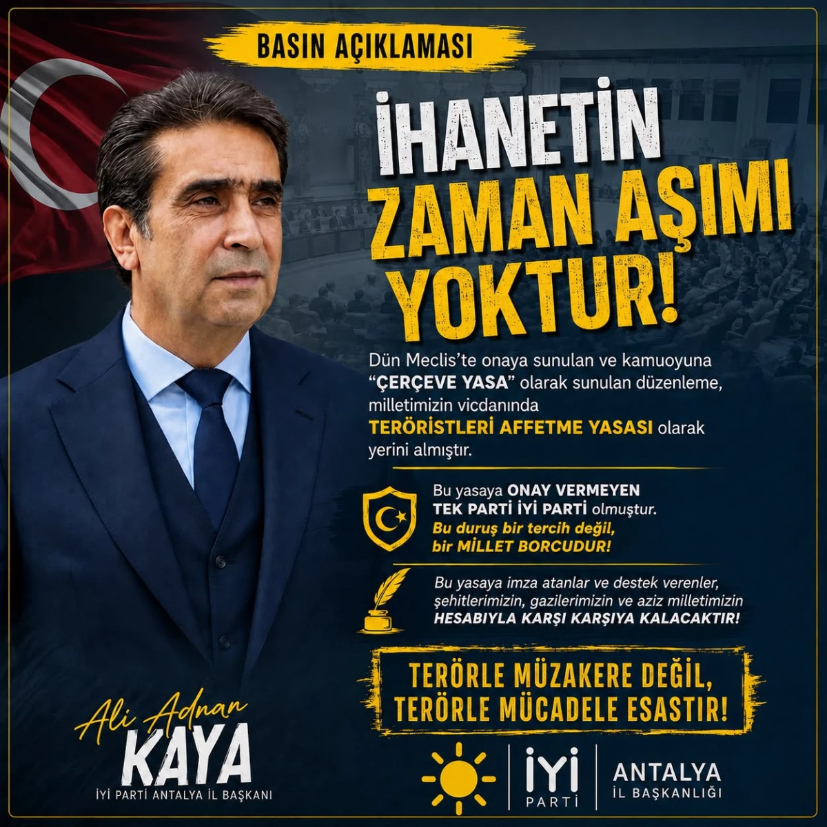 İYİ Parti&rsquo;den Sert &Ccedil;ıkış; &ldquo;Ter&ouml;ristle Değil, Milletle Y&uuml;r&uuml;r&uuml;z!&rdquo;