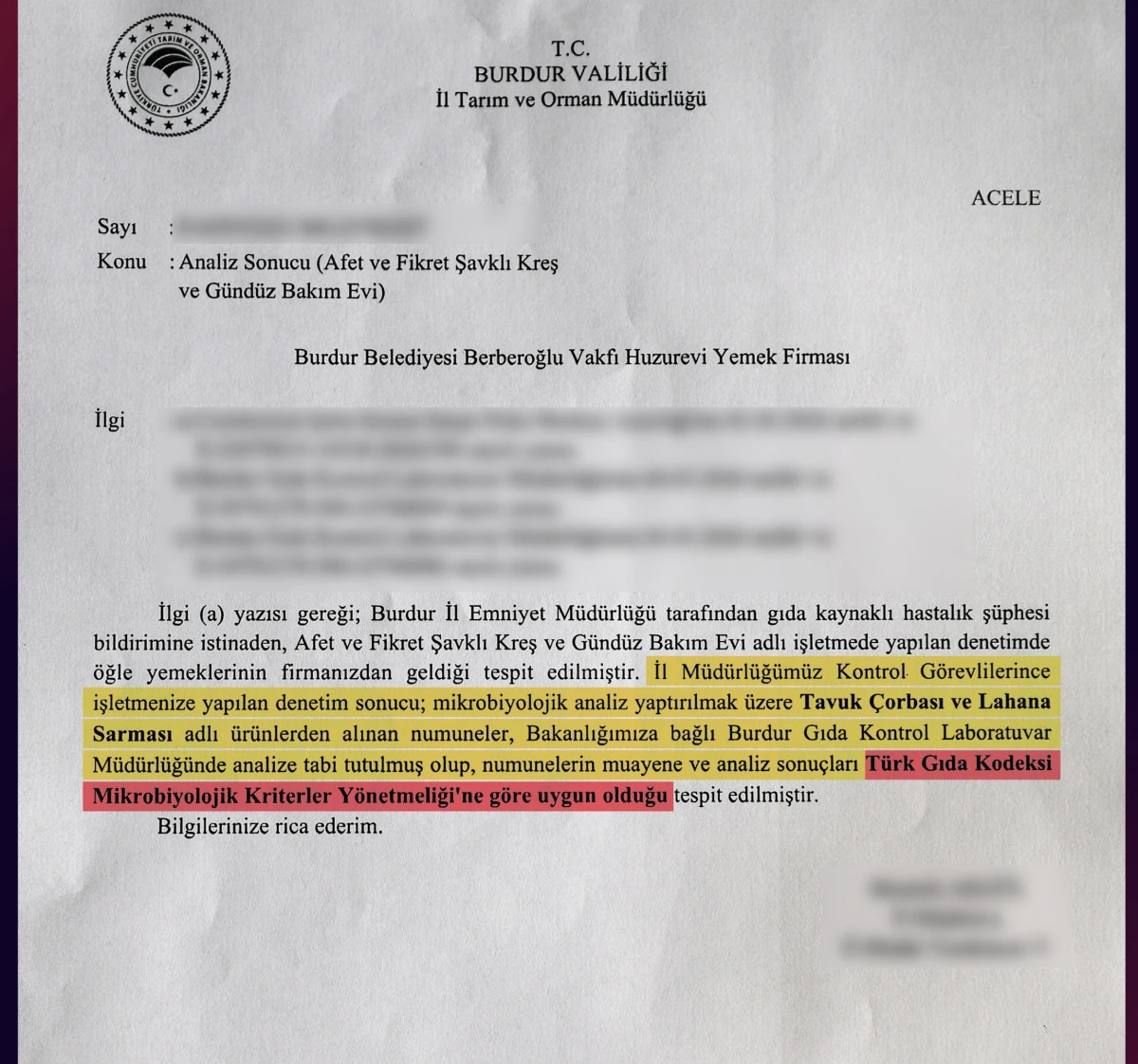 RESMİ RAPOR A&Ccedil;IKLANDI: MUTFAKTA KUSUR YOK
